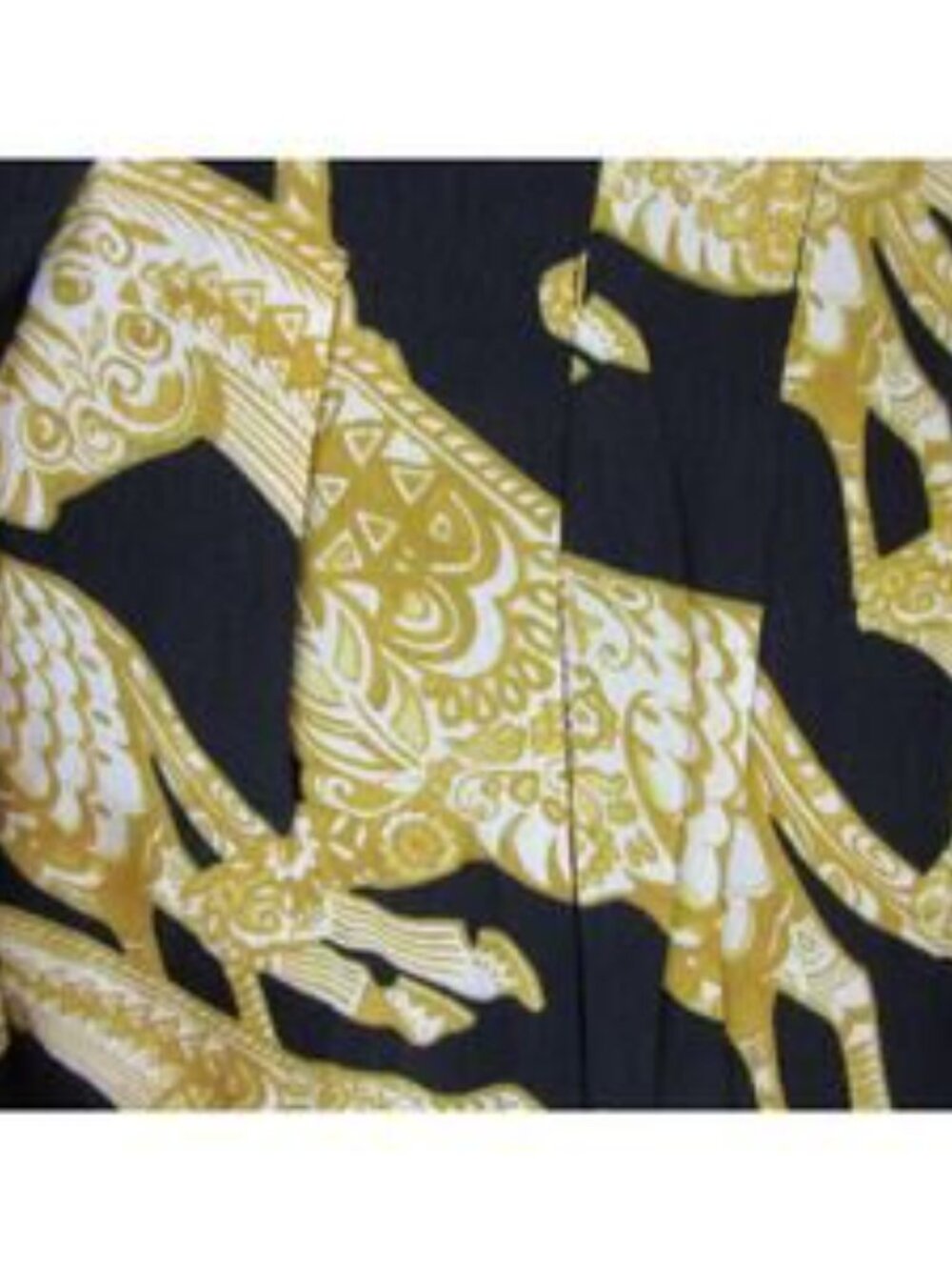 Black & Gold Pleated Horse Pattern 6 Lined Side Zip Skirt - Picture 3 of 3